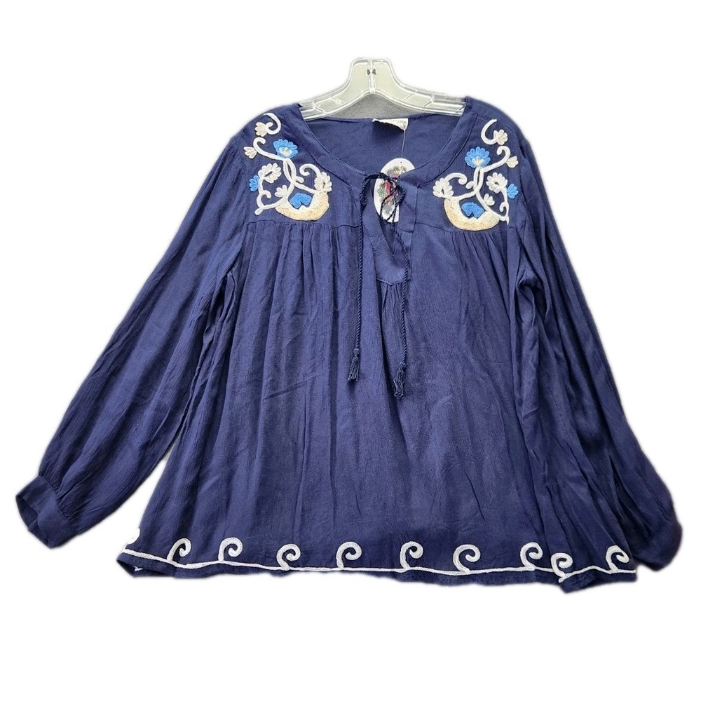Bohemian Boho Top Tunic Festival Tassels Whimsy Embroidered‎ Sz M Magazine Artsy